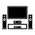 Salon avec grand écran et support multimédia